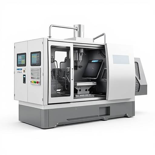 Een 3D-rendering van een ergonomisch ontworpen industri√´le machine.